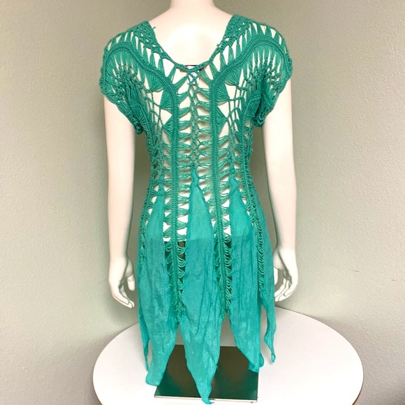Vivid Importers of NY Cotton Polyester Blend Crochet Tunic Blouse Size S - Picture 3 of 9
